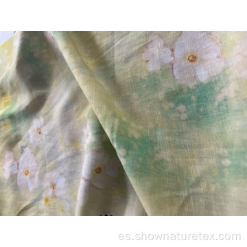 tela de estampado suave de lino de rayón tencel para el vestido de dama en verano